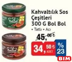 BOL BOL KAHVALTILIK SOS ÇEŞİTLERİ 300 G fiyat ve kampanya bilgisi